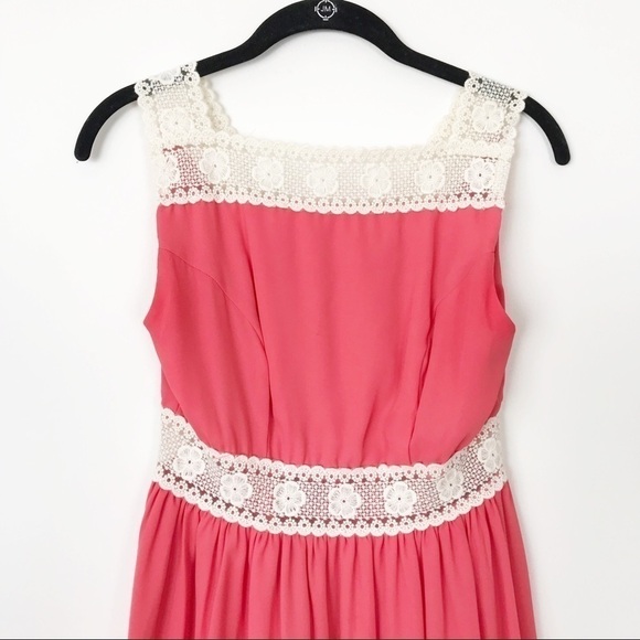 ALTAR’D STATE Coral Crochet Lace Embroidered Floral Bohemian Dress Small - Picture 3 of 8